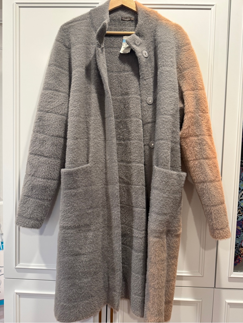J. McLaughlin Two-Tone Long Knit Tripp Sweater in Gray and Beige